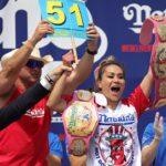 Miki Sudo prevails at annual hot dog eating contest, sets women’s record