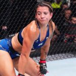 UFC fighter Ailin Perez performs salacious celebration after making opponent tap out