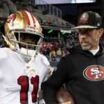 49ers’ Kyle Shanahan, Brandon Aiyuk appear to have animated discussion over receiver’s practice shorts