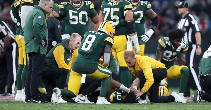 Jordan Love injured in final seconds as Eagles beat Packers in first NFL game in South America