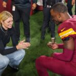 Commanders’ Jeremy Reaves proposes to longtime girlfriend after win: ‘That’s my best friend’