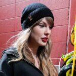 Taylor Swift arrives at Chiefs-Bills AFC Championship in black Louis Vuitton outfit