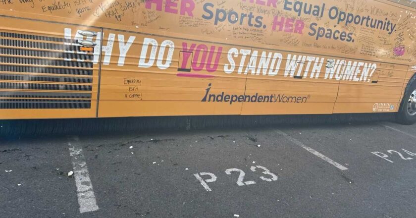 Independent Women’s Forum bus allegedly egged at Title IX event in Santa Fe