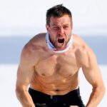 Benjamin Karl strips clothes celebrating snowboard gold medal at Olympics