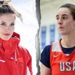 Eileen Gu and Caitlin Clark sit together at Milan Fashion Week