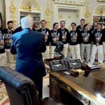 Team USA Olympic gold hockey team visits President Trump at White House