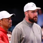 Travis Kelce, Kai Trump chat at TGL event
